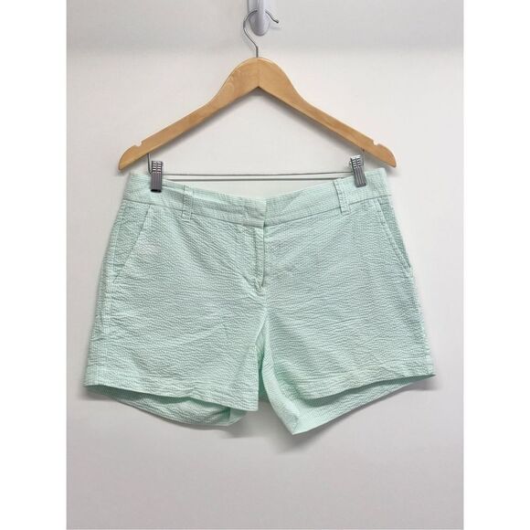 J Crew Shorts Regular Size 10 Green White Striped Casual Front Pockets - Picture 12 of 12
